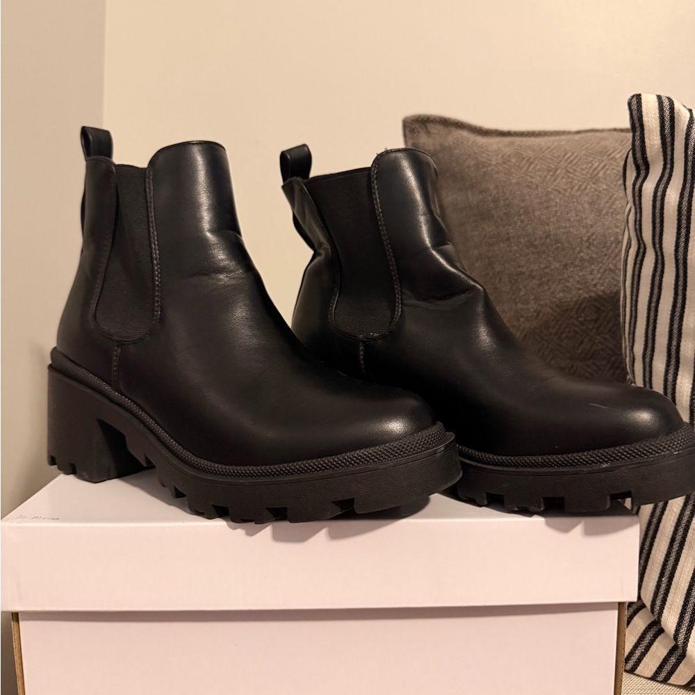 Black Leather Ankle Boots